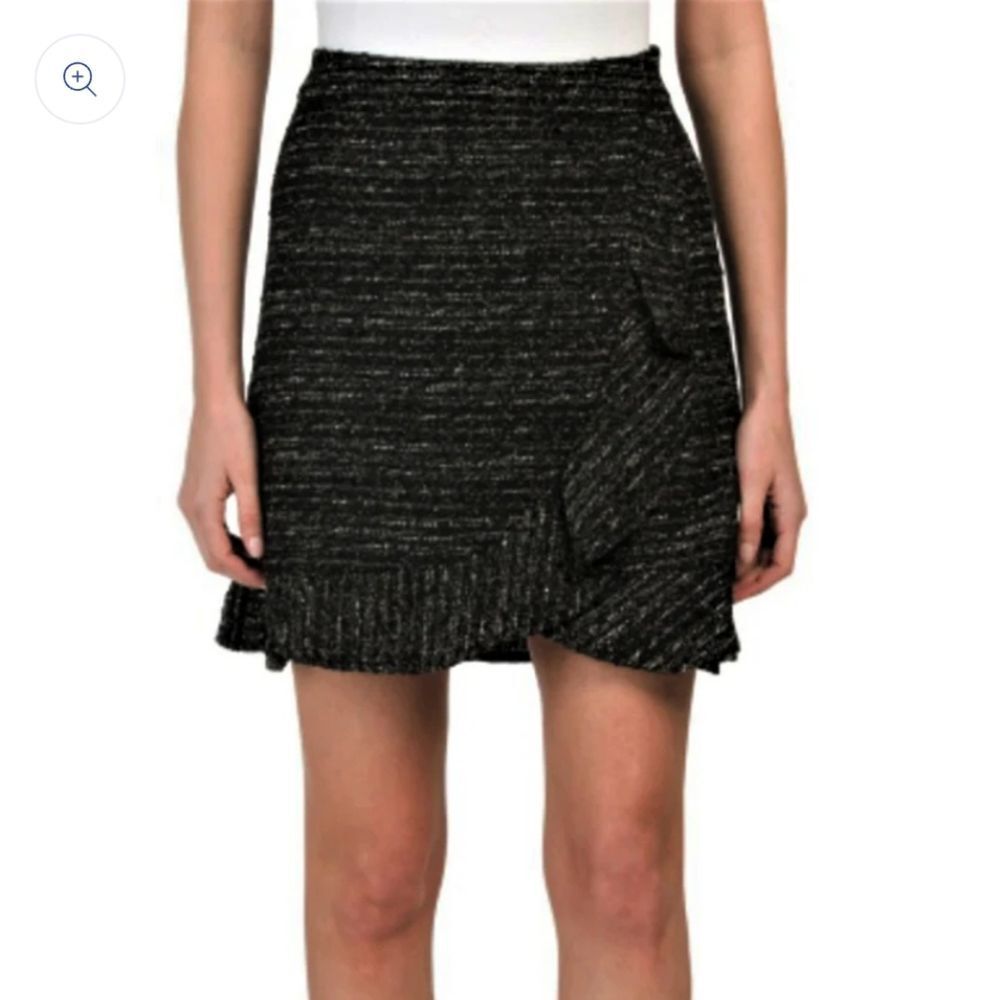 Nanette Lepore -1903 NWT Women's Ruffle Trim Metallic Tweed Boucle Skirt 14‎